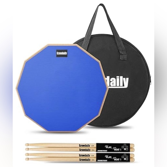 Growdaily Drum Practice Pad 12”4 Maple 5A Drum Sticks & Storage Bag - Picture 1 of 11